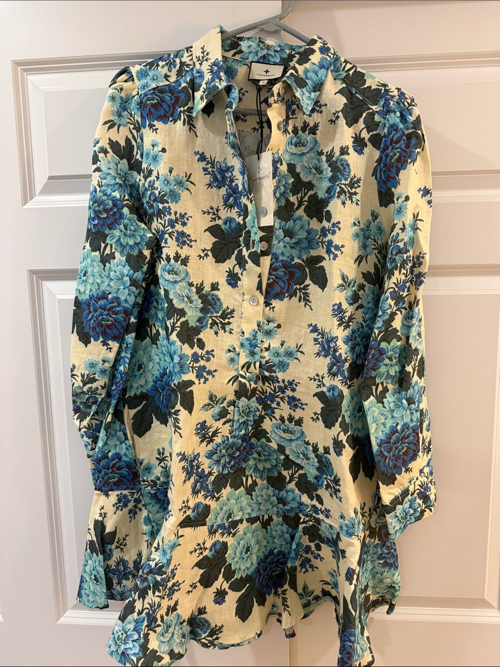 Tuckernuck Cream Tunic with Blue Floral Print